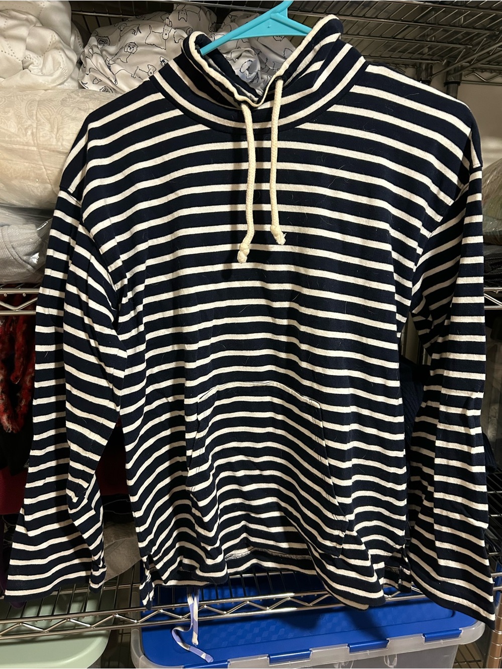 J. Crew Navy and White Striped Crewneck Pullover